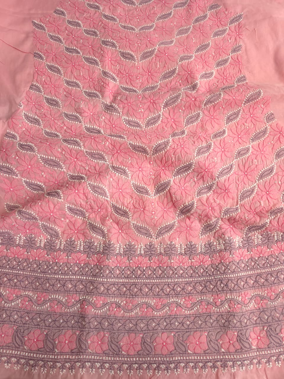 Rose Pink cotton Designer full set with intricate handwork