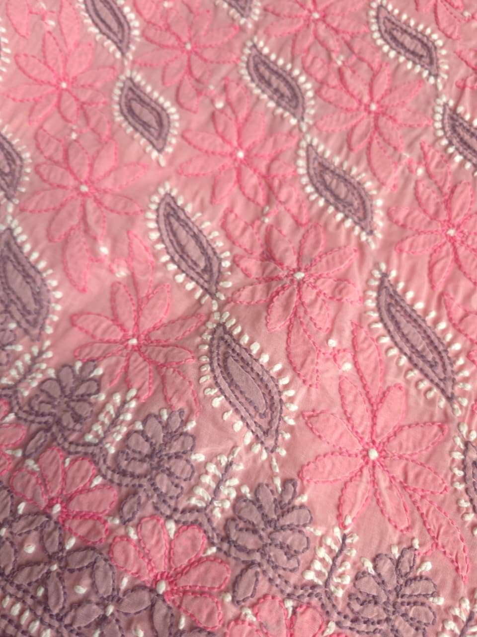 Rose Pink cotton Designer full set with intricate handwork