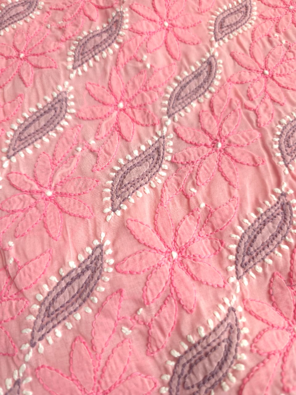 Rose Pink cotton Designer full set with intricate handwork