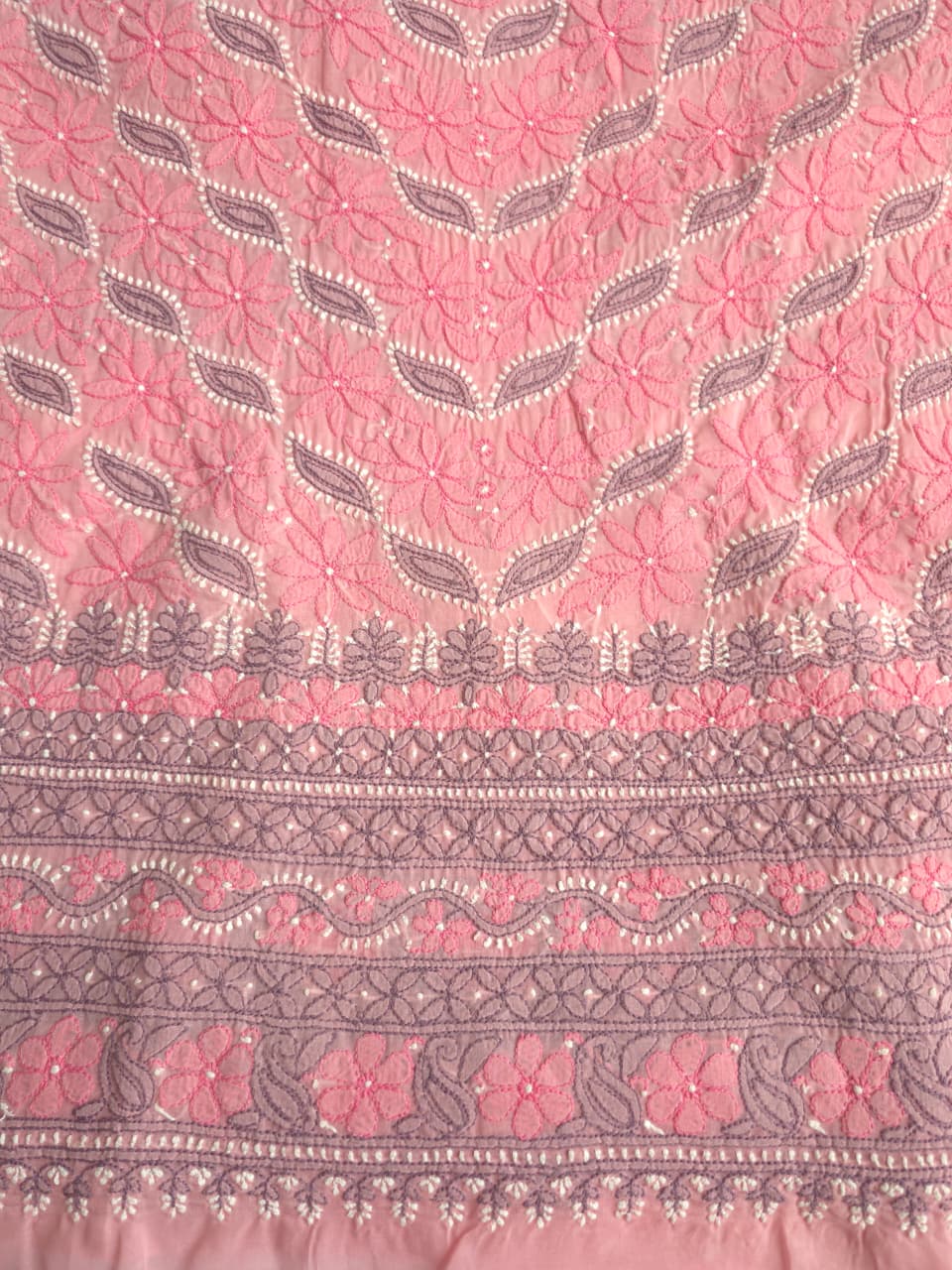 Rose Pink cotton Designer full set with intricate handwork