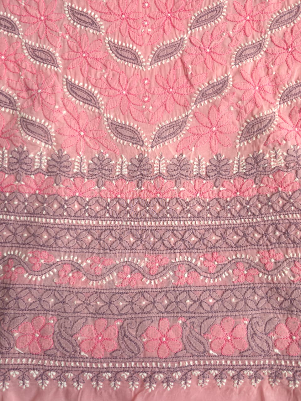 Rose Pink cotton Designer full set with intricate handwork