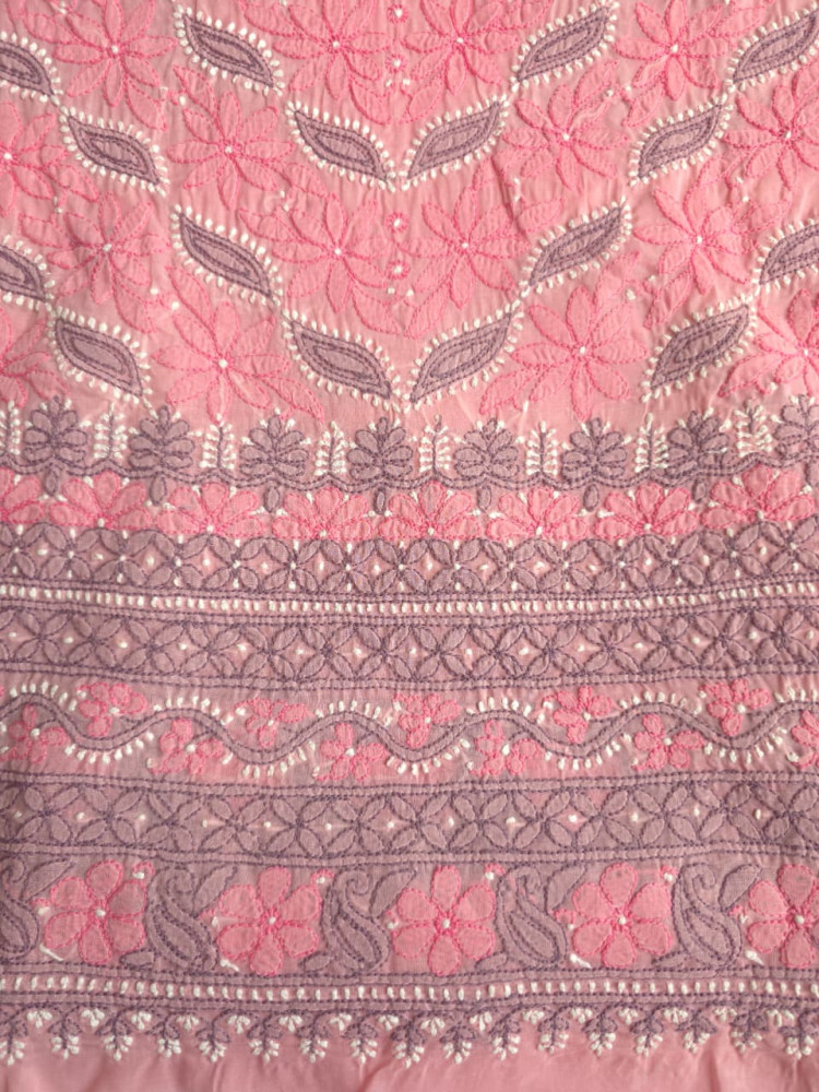 Image of Rose Pink cotton Designer full set with intricate handwork