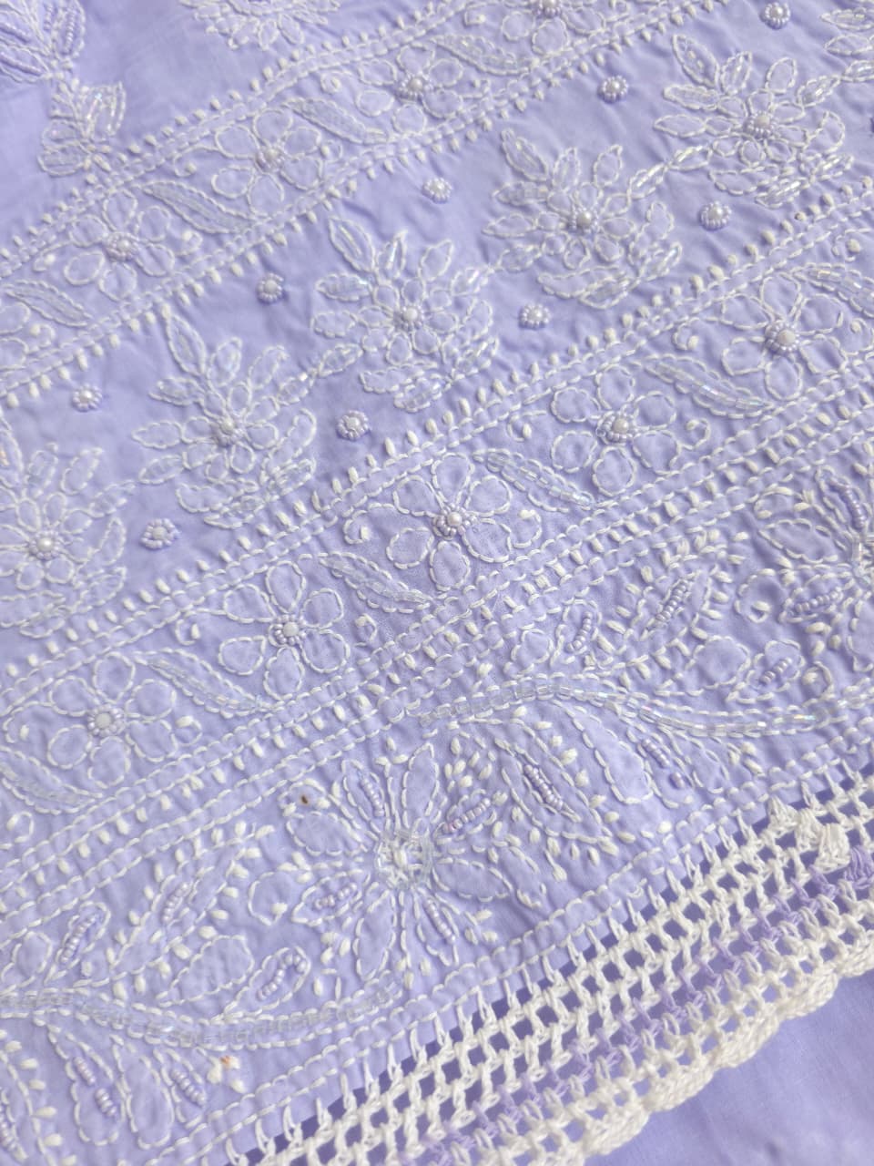 Lavender Cotton voil unstitched full set with Paisley design