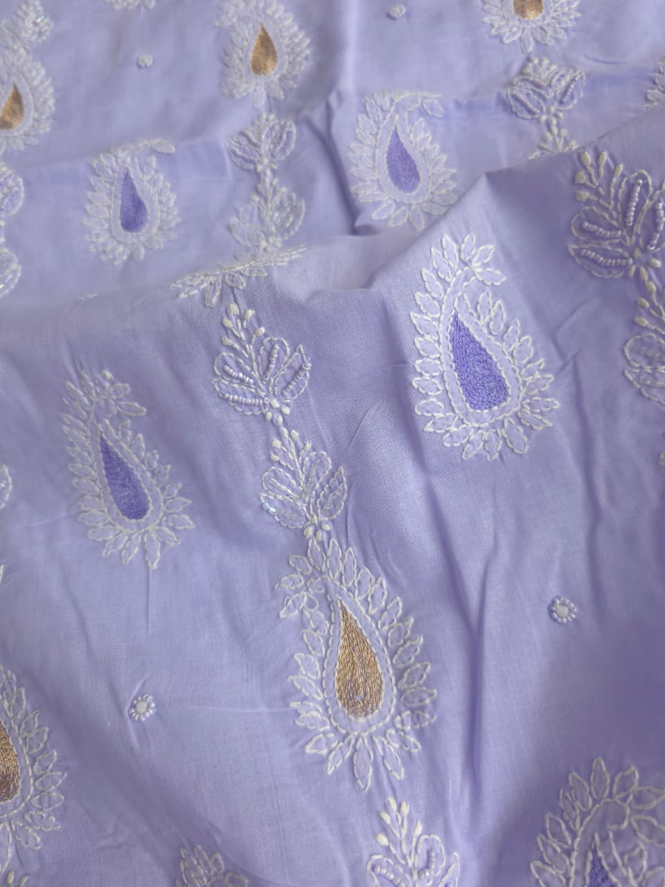 Lavender Cotton voil unstitched full set with Paisley design