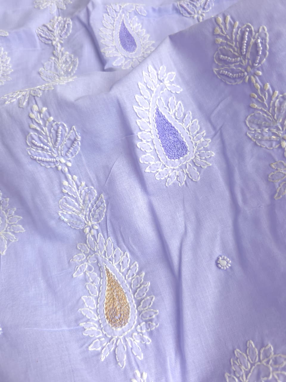 Lavender Cotton voil unstitched full set with Paisley design