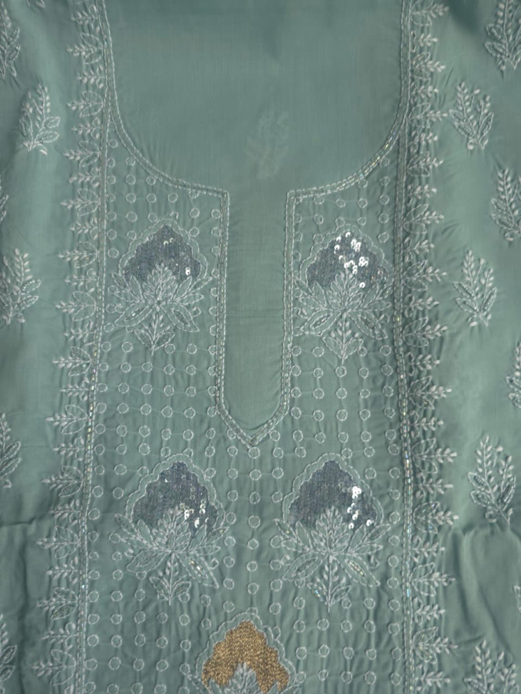 Image of Grey Color full set with beautiful handwork
