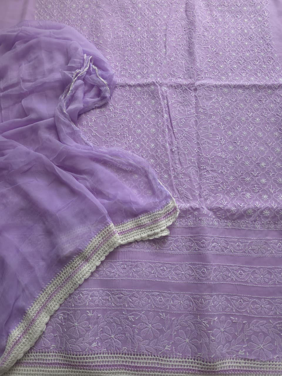 Lilac Cotton full set with finest handwork only
