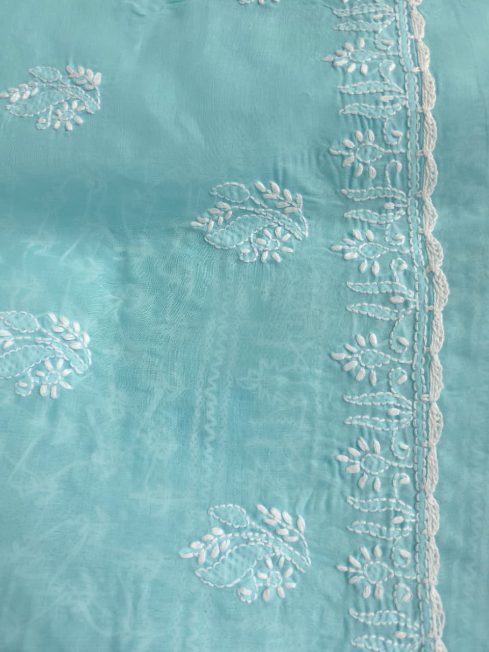 Blue cotton Full set with chikankari and embellishments