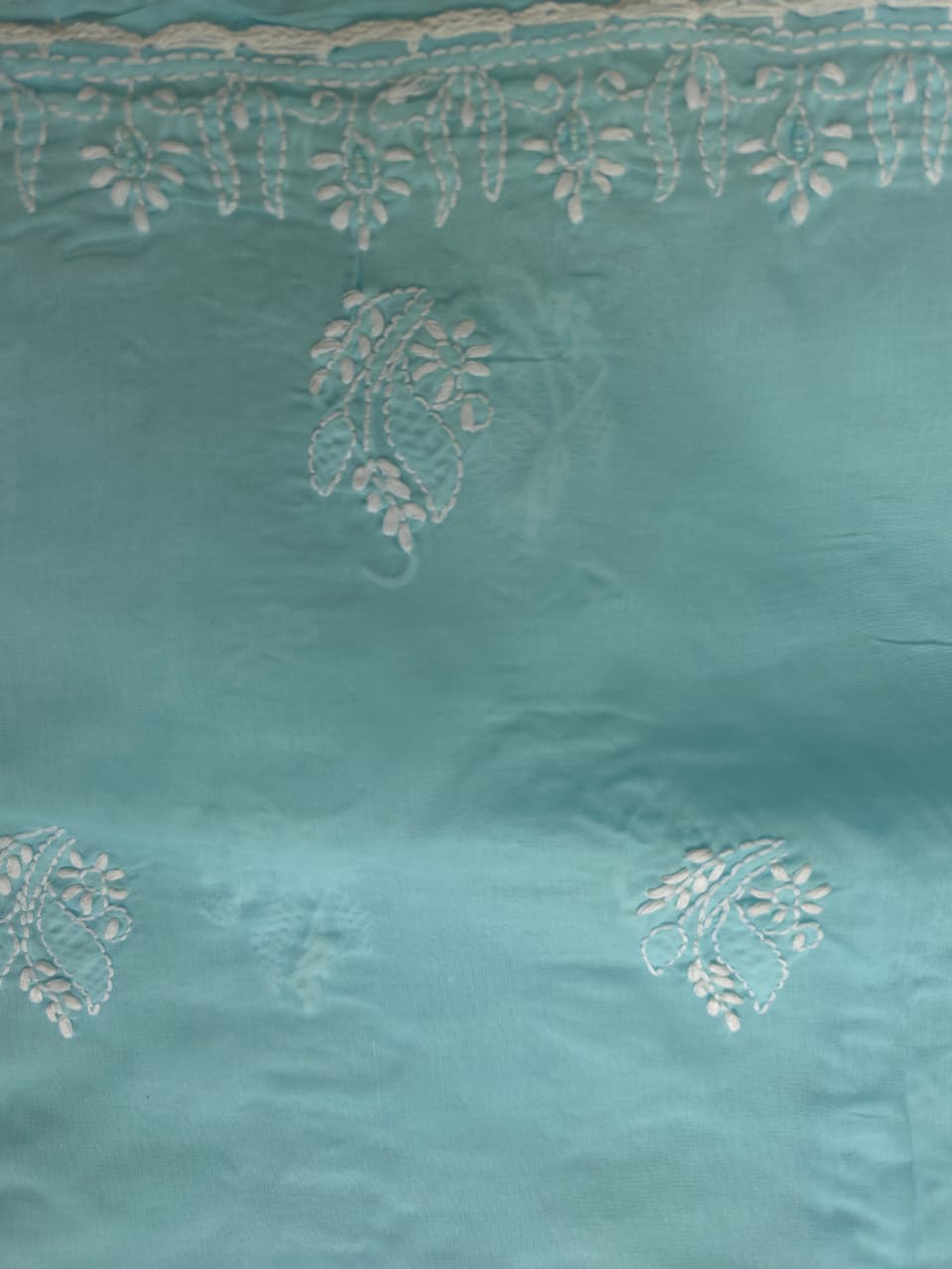 Blue cotton Full set with chikankari and embellishments