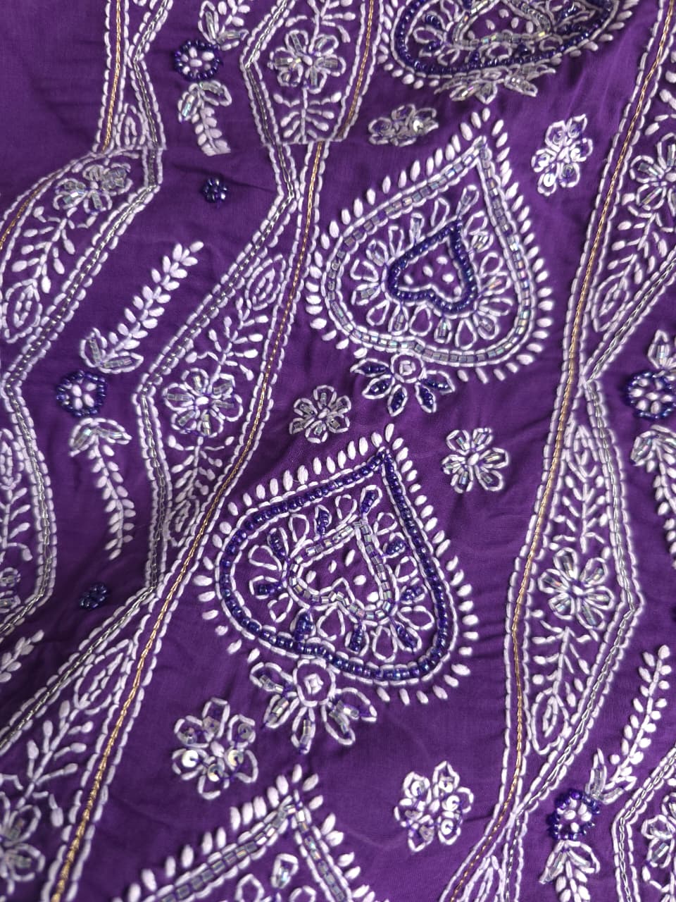 Purple color cotton full set with embellishments