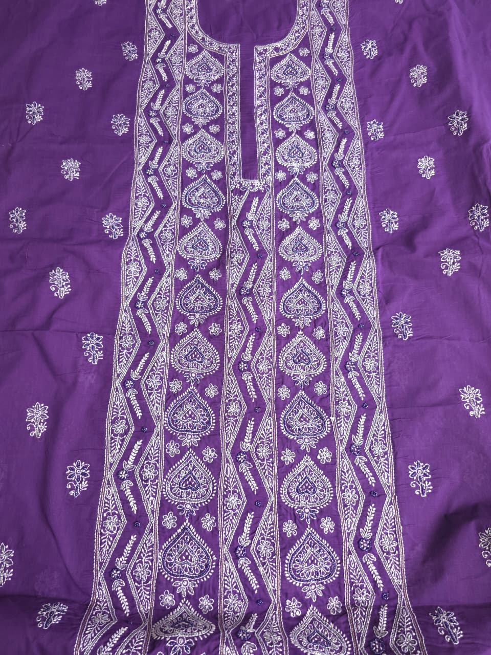 Purple color cotton full set with embellishments