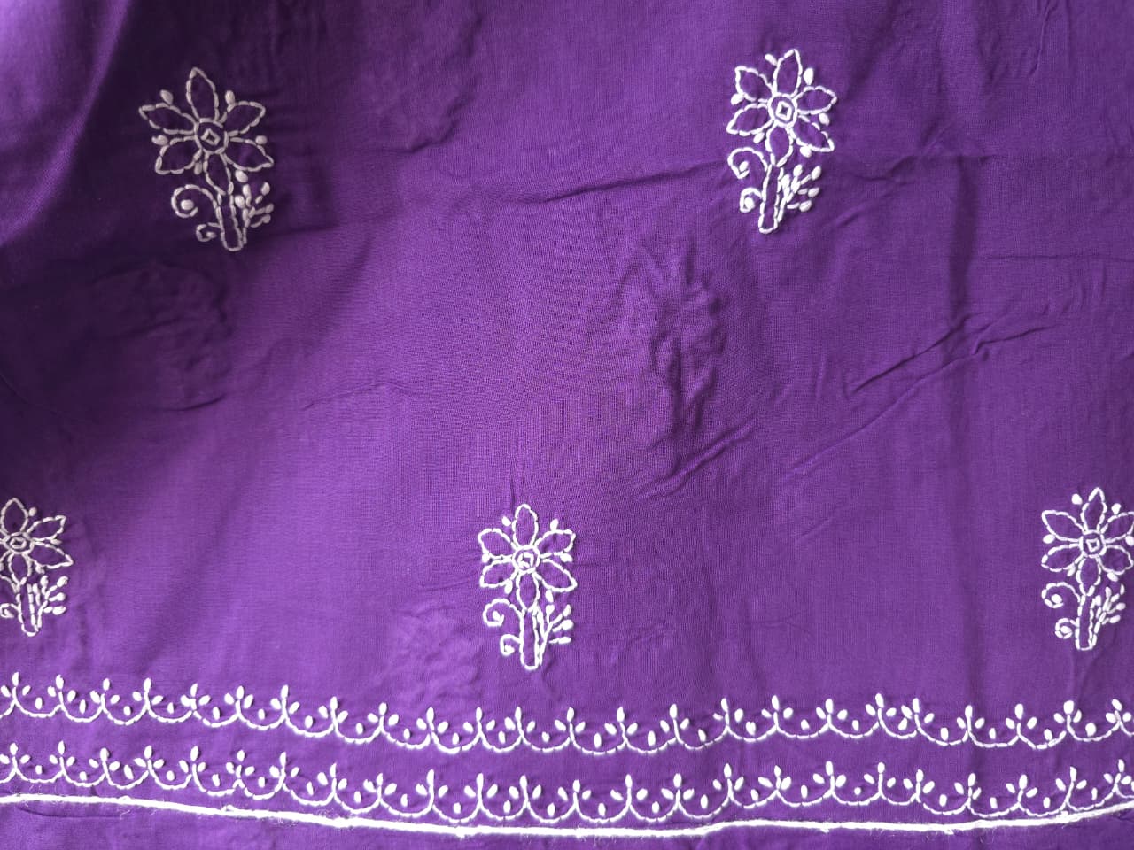 Purple color cotton full set with embellishments