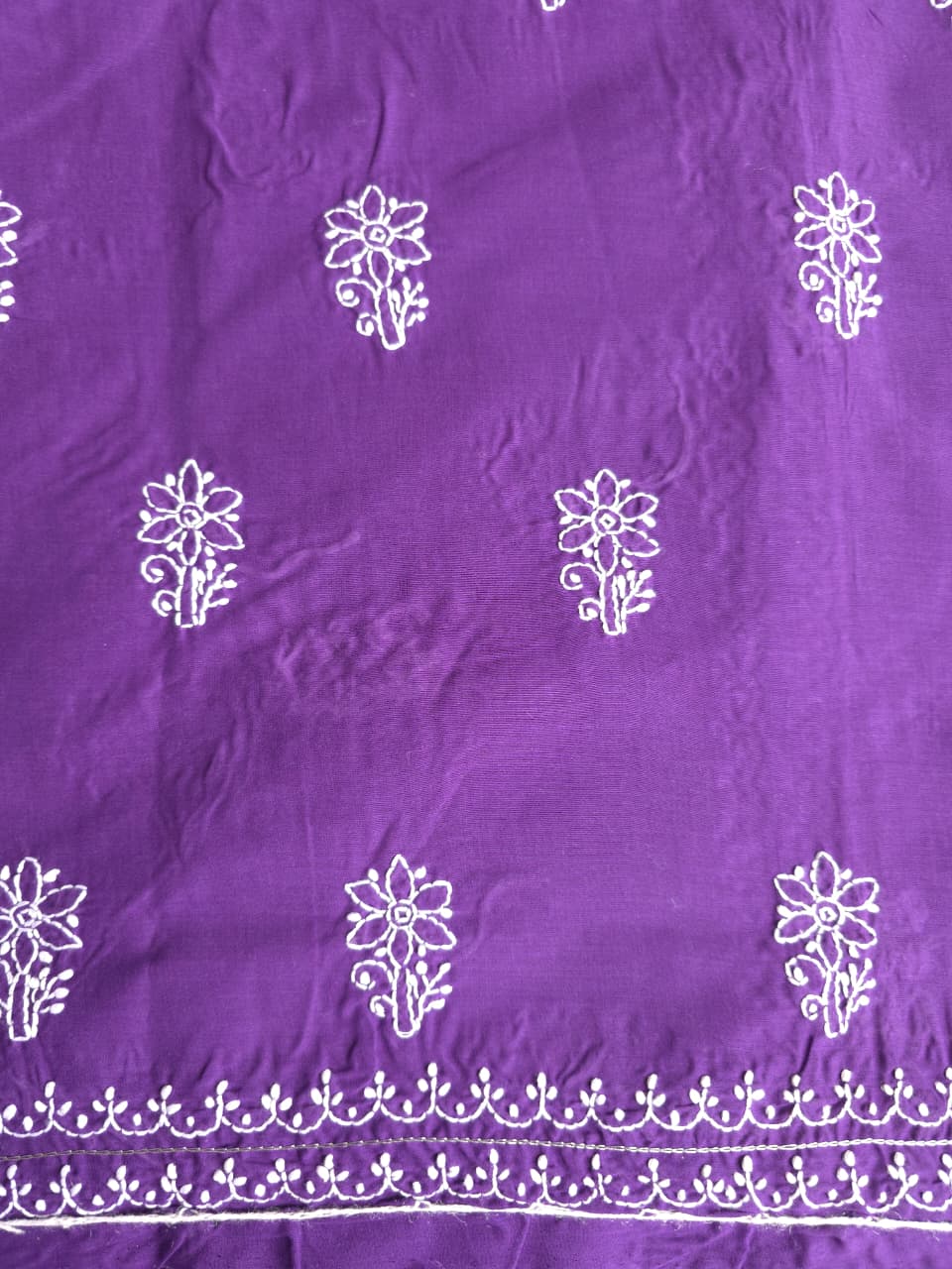 Purple color cotton full set with embellishments