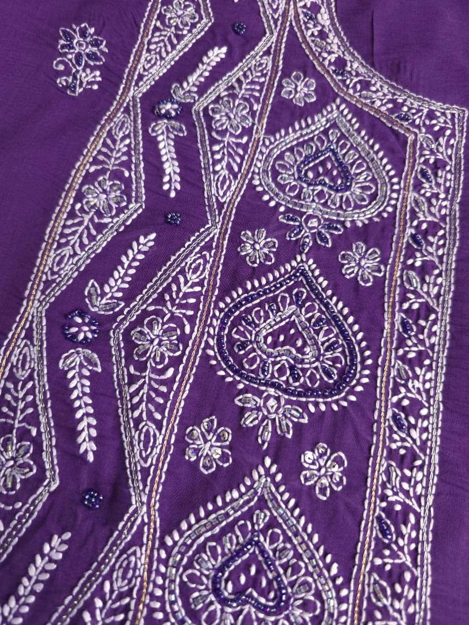 Purple color cotton full set with embellishments