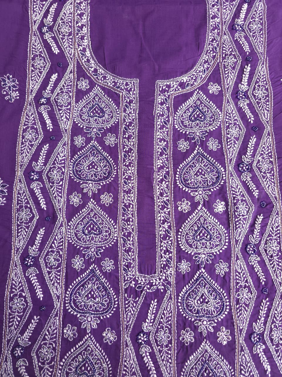 Purple color cotton full set with embellishments