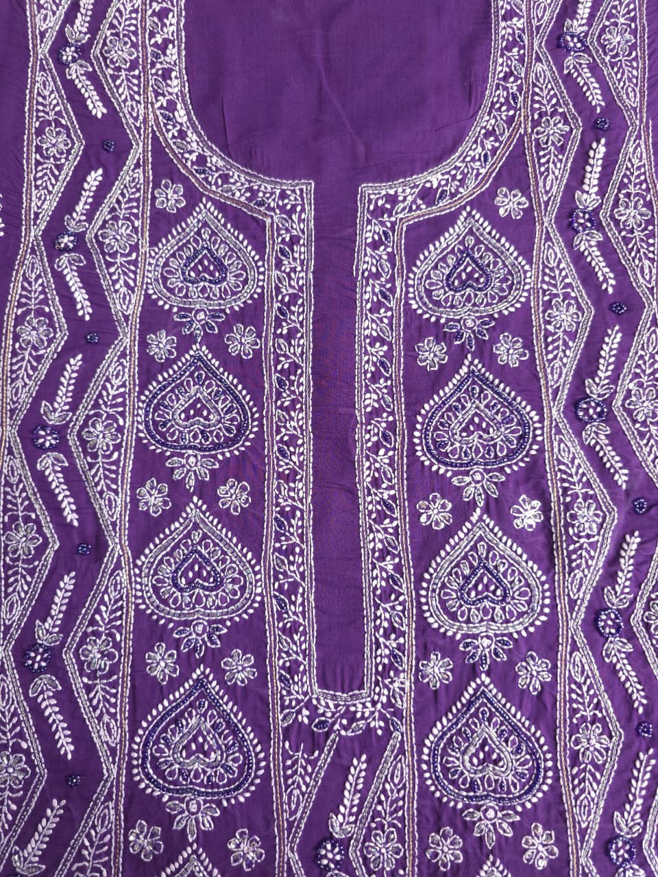 Purple color cotton full set with embellishments