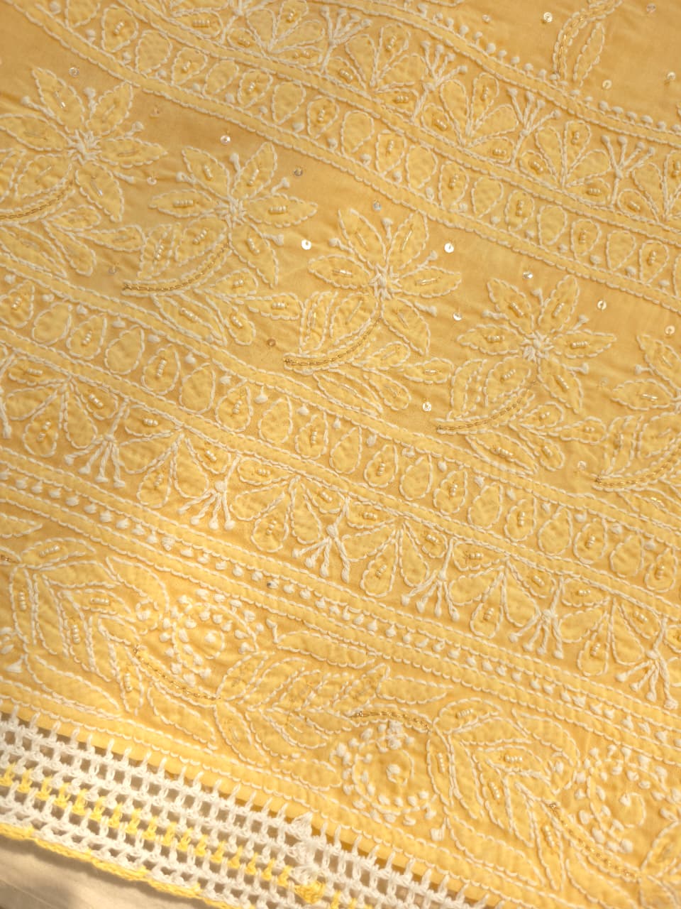 Sandalwood Yellow cotton suit with chikankari and embellishments