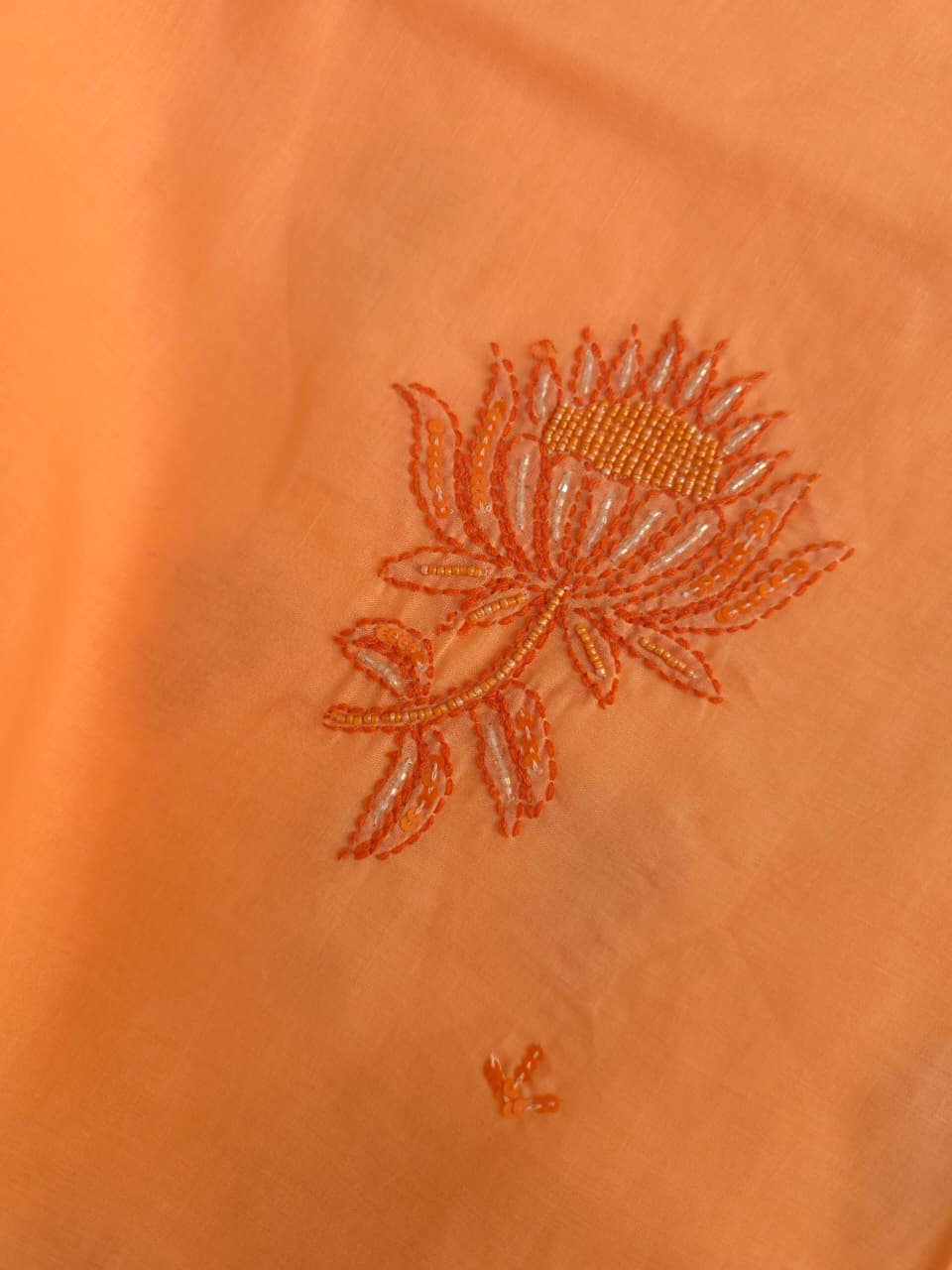 Bright Peach orange combination full suit with embellishments