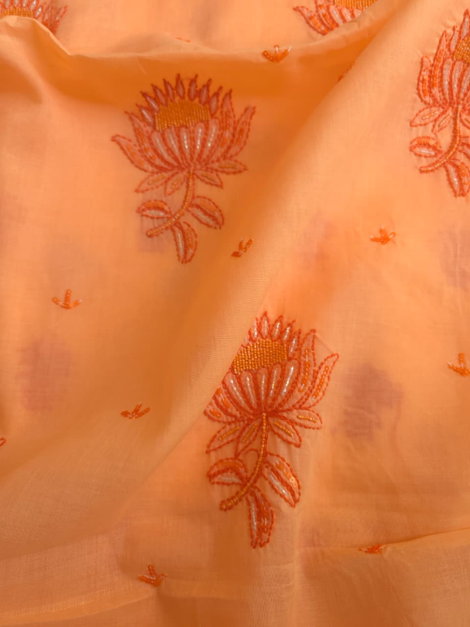 Bright Peach orange combination full suit with embellishments