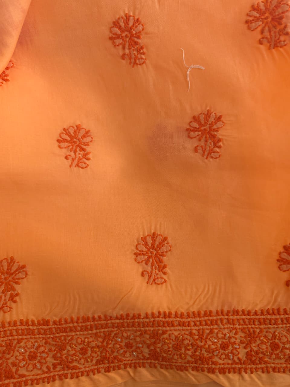 Bright Peach orange combination full suit with embellishments