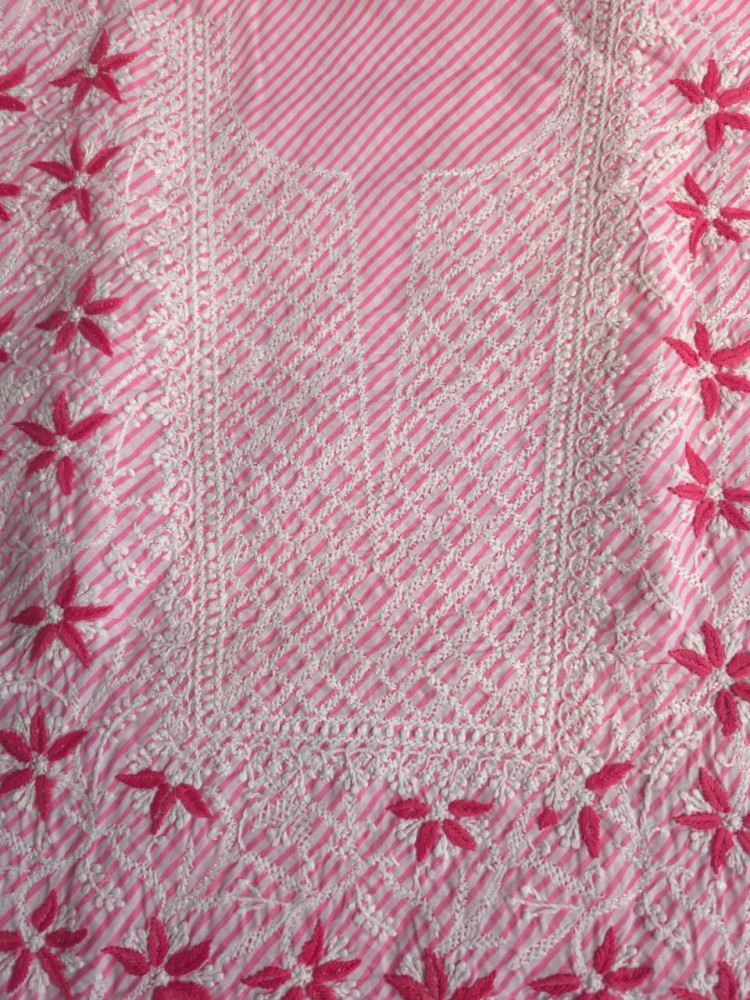 Image of Peachish Pink leheriya cotton kurta fabric