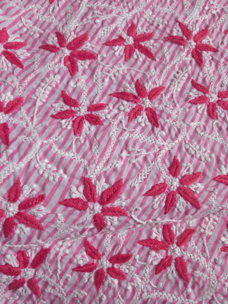 Peachish Pink leheriya cotton kurta fabric