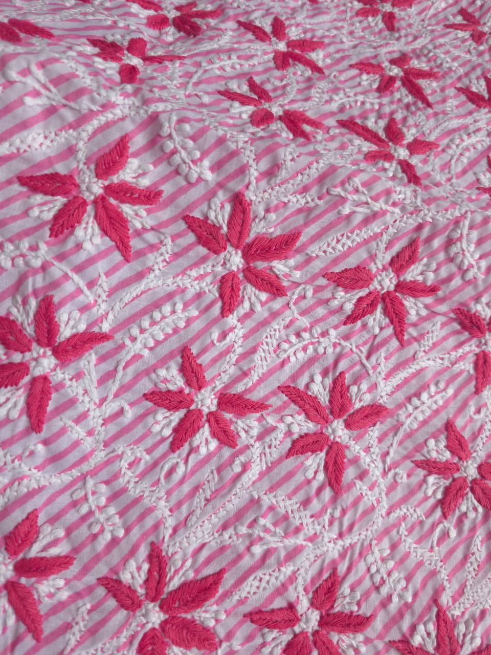 Peachish Pink leheriya cotton kurta fabric