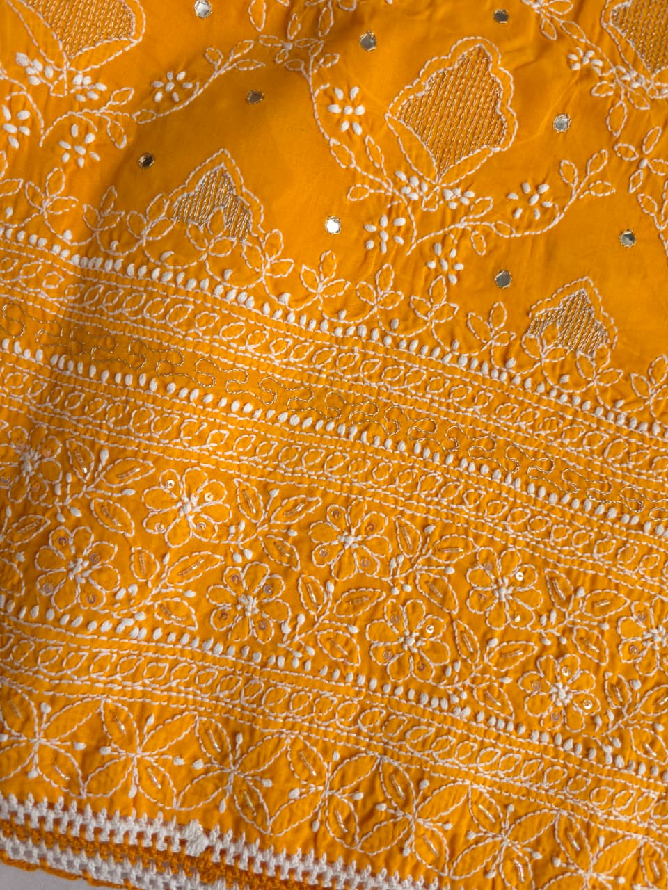 Ladoo Yellow cotton full set with chikankari and embellishments