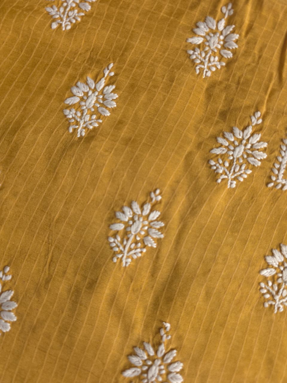 Mustard Color Pure cotton Kurta fabric with beautiful handwork