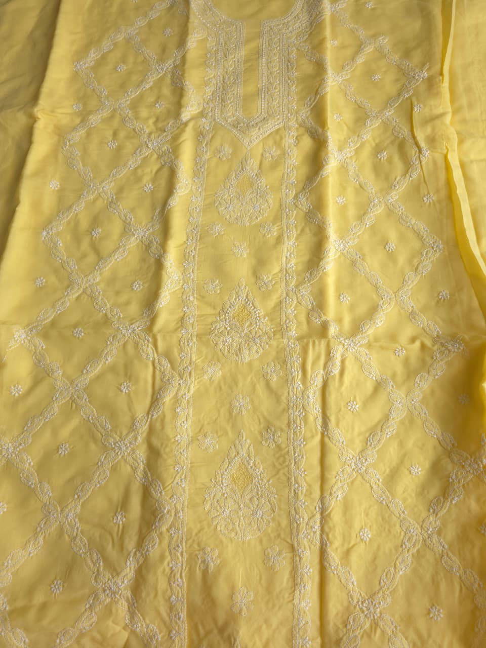 Yellow color cotton full set with fine handwork