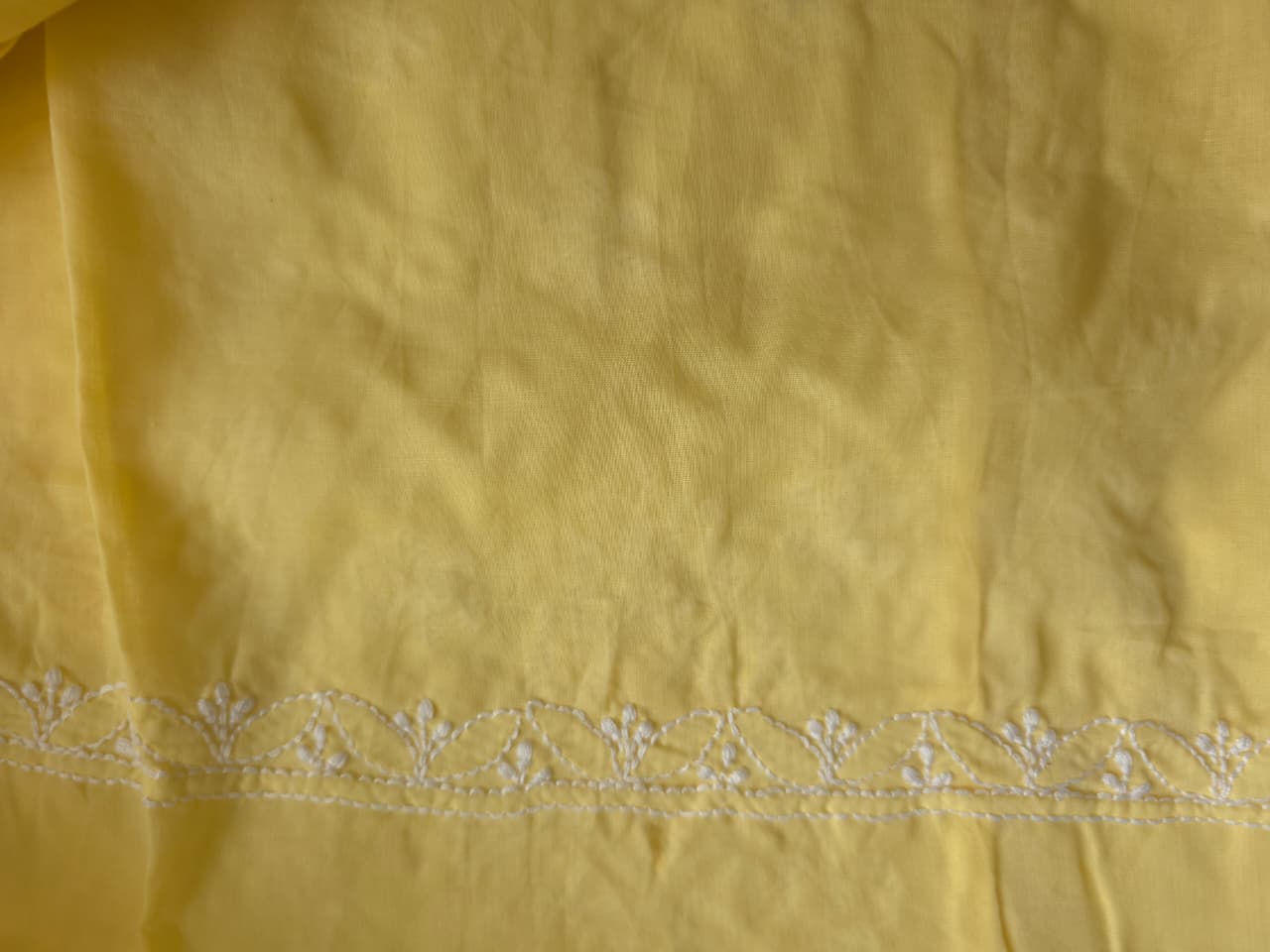 Yellow color cotton full set with fine handwork