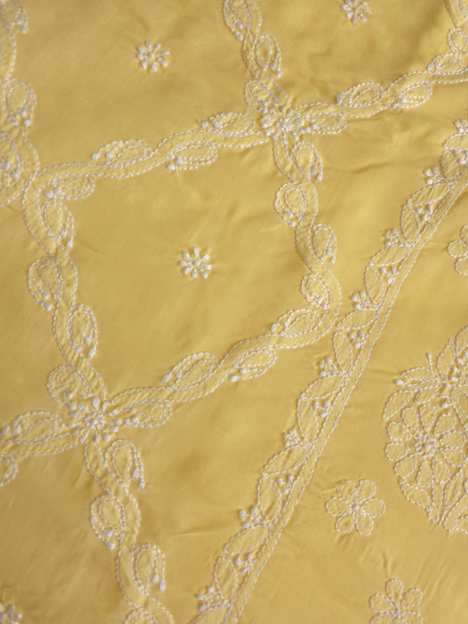 Yellow color cotton full set with fine handwork