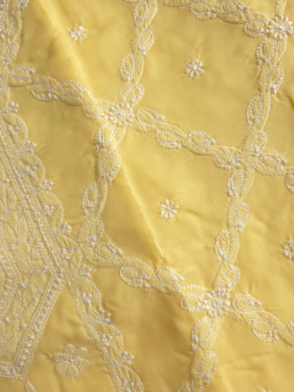 Yellow color cotton full set with fine handwork