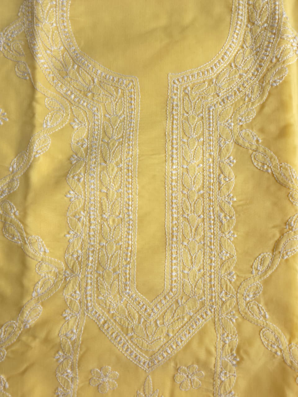 Yellow color cotton full set with fine handwork
