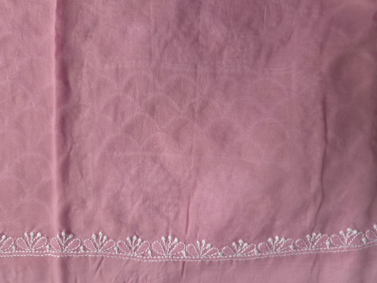 Dusty Rose Gold Cotton fine handwork full set with Chiffon dupatta