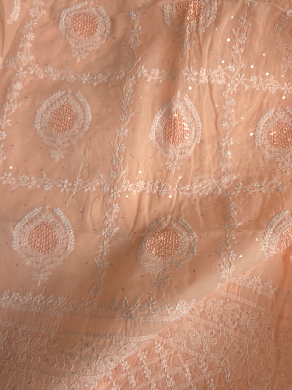 Peach Full set with Gorgeous Handwork and embellishments