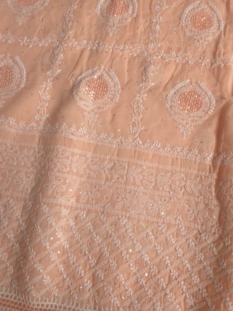 Peach Full set with Gorgeous Handwork and embellishments
