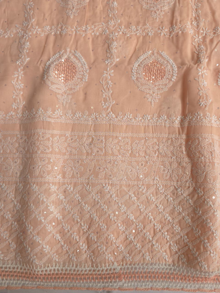Image of Peach Full set with Gorgeous Handwork and embellishments