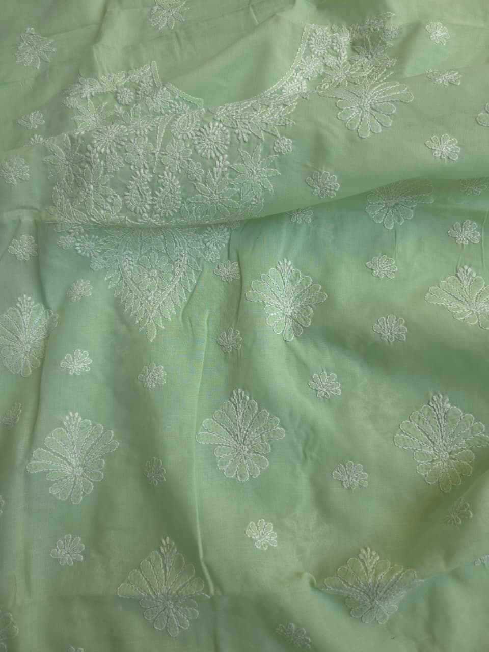 Sage Green Full suit with fine chikankari handwork