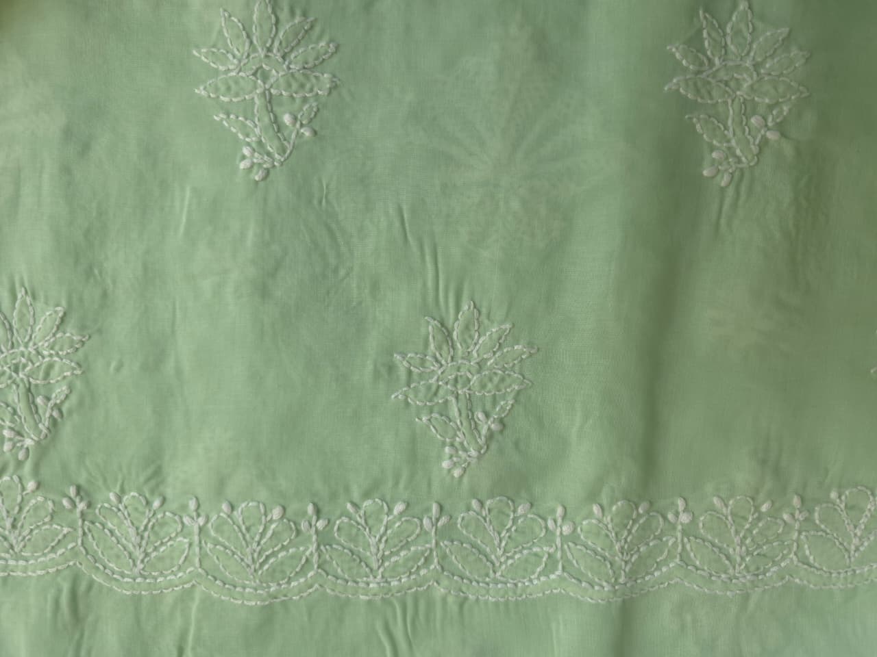 Sage Green Full suit with fine chikankari handwork
