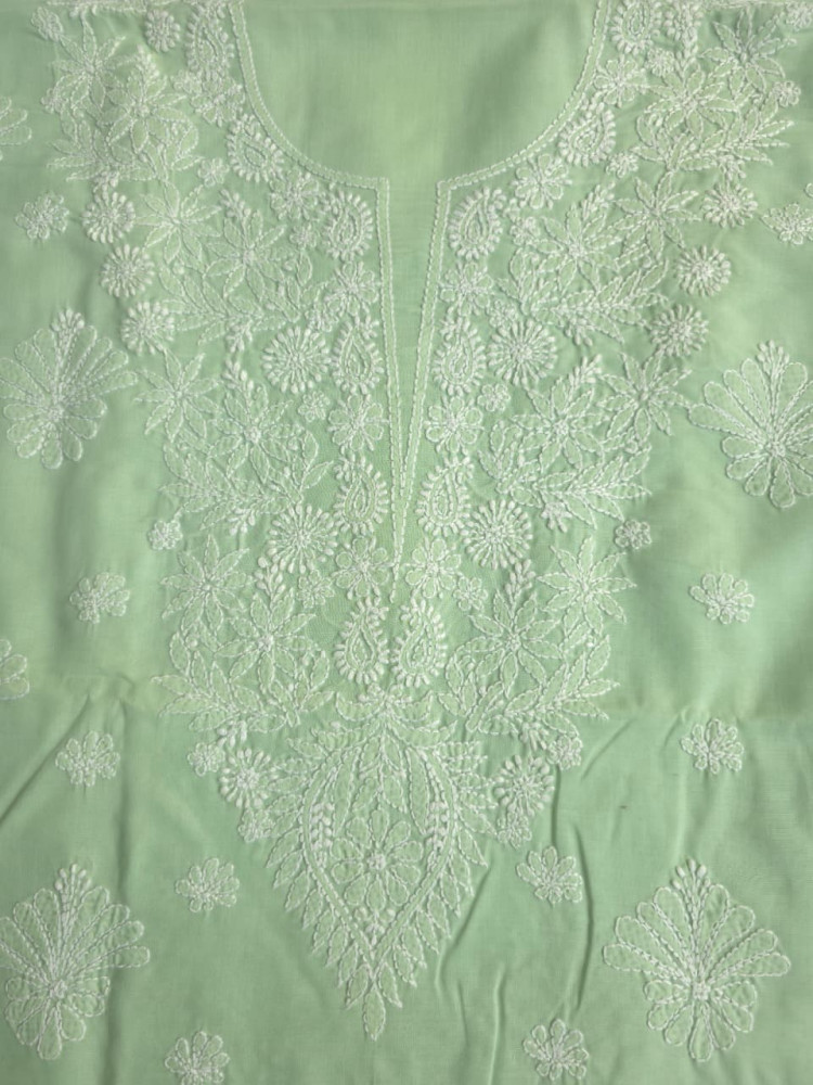 Image of Sage Green Full suit with fine chikankari handwork