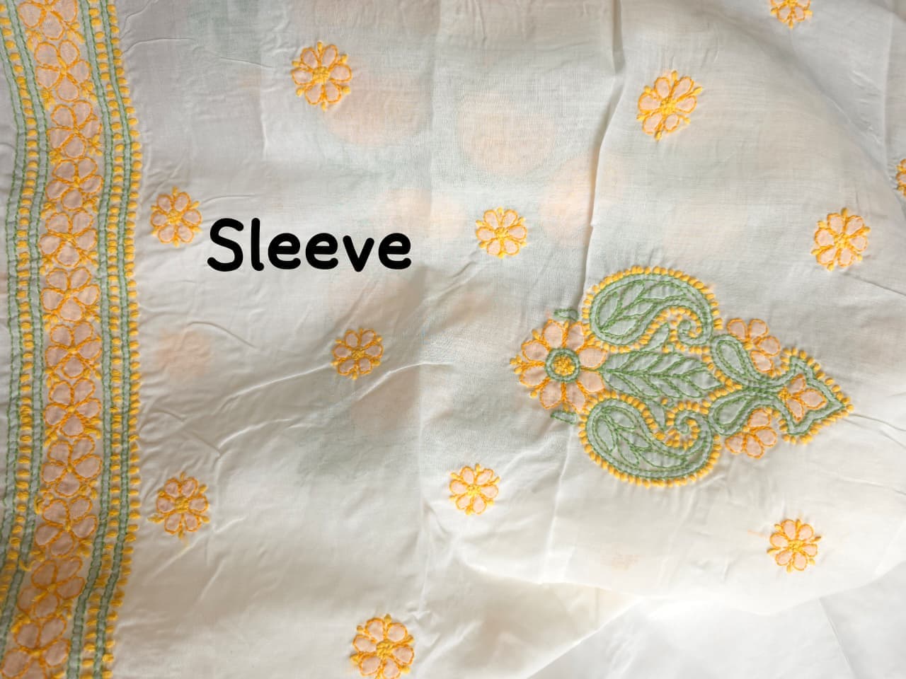 White Premium cotton full set with multicolored handwork