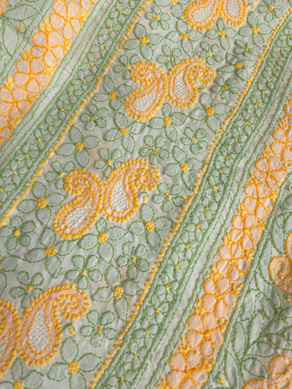 White Premium cotton full set with multicolored handwork