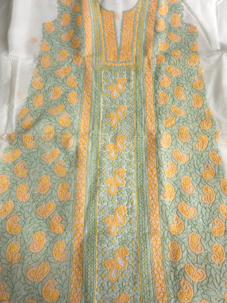 White Premium cotton full set with multicolored handwork