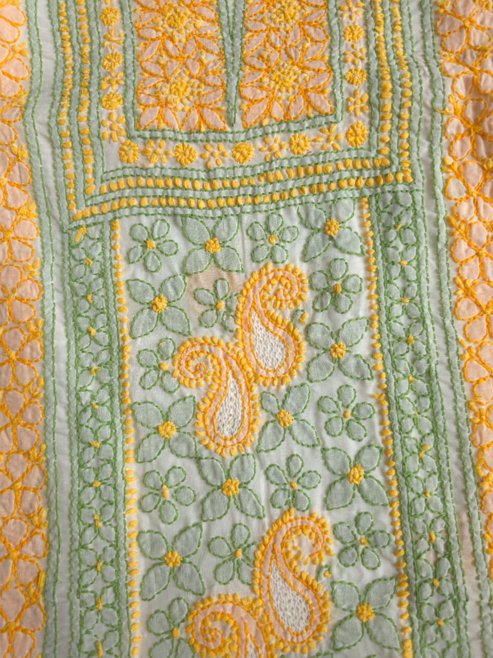 White Premium cotton full set with multicolored handwork