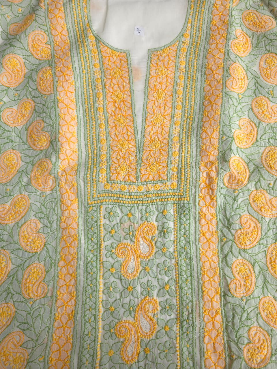White Premium cotton full set with multicolored handwork
