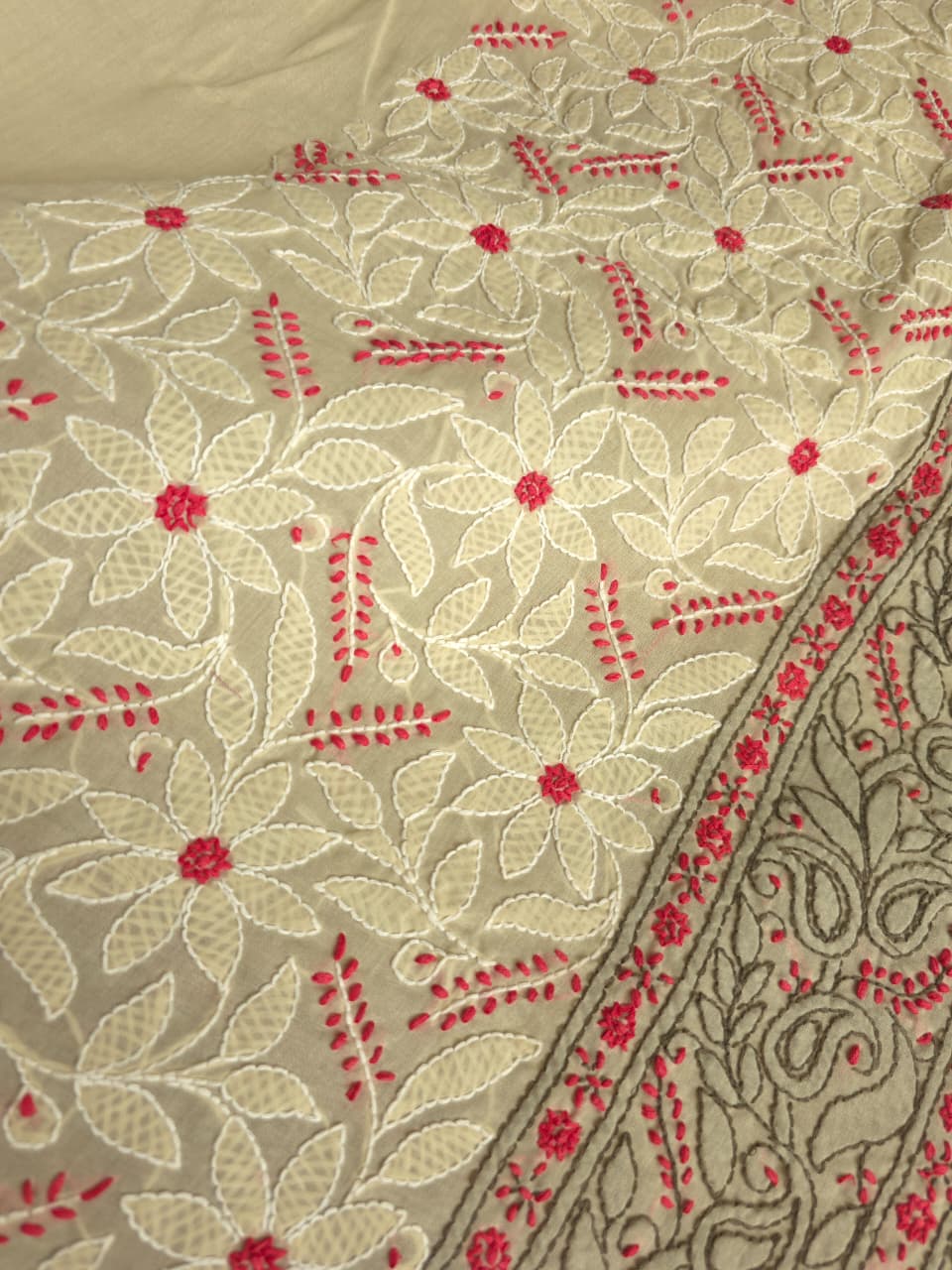 Dusty olive green full set with contrast handwork and jaaliwork