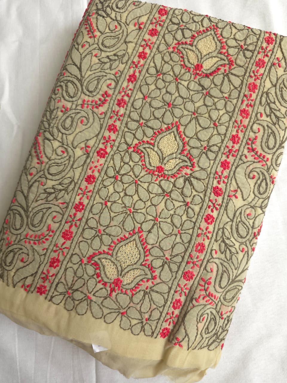 Dusty olive green full set with contrast handwork and jaaliwork