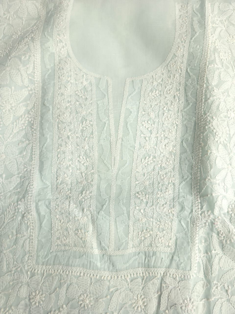 Image of Pastel Mint Green cotton full set with Daraz and jaalwork