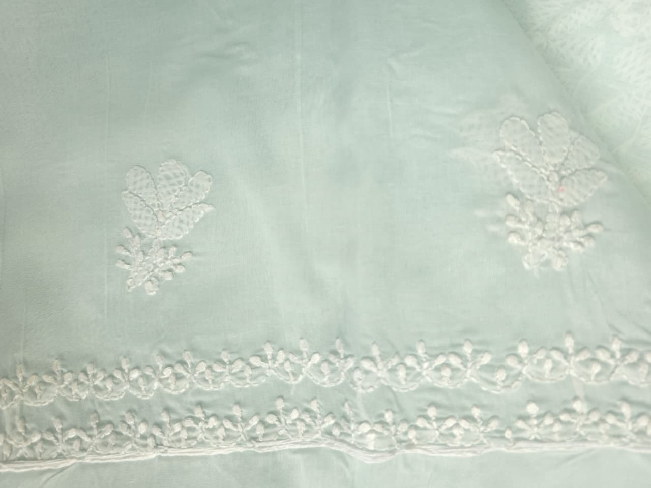 Pastel Mint Green cotton full set with Daraz and jaalwork